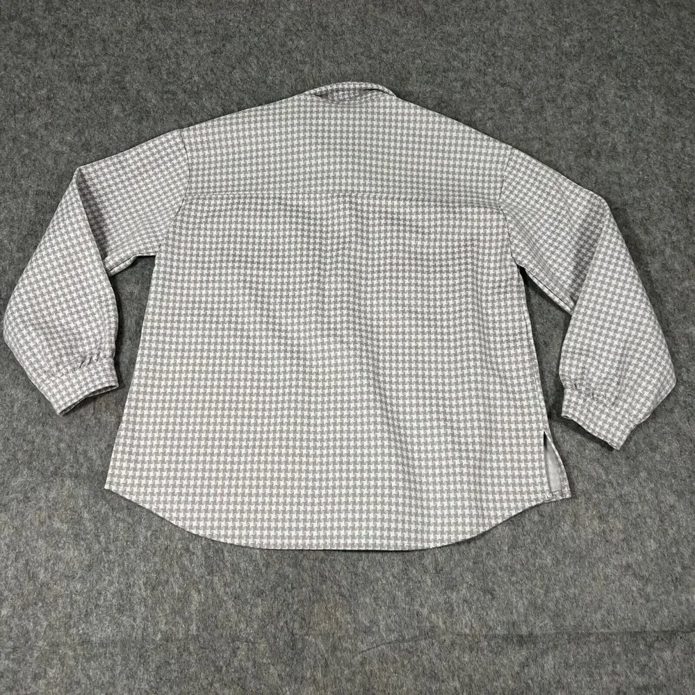 Shinestar Women's Shacket Size Large Grey White Houndstooth Snap‎ Button